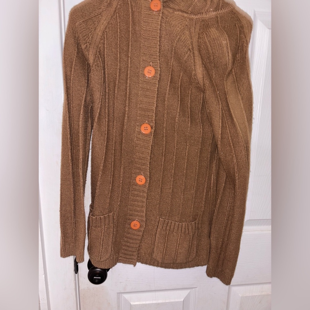 Brown Button-Up Women's Sweater
